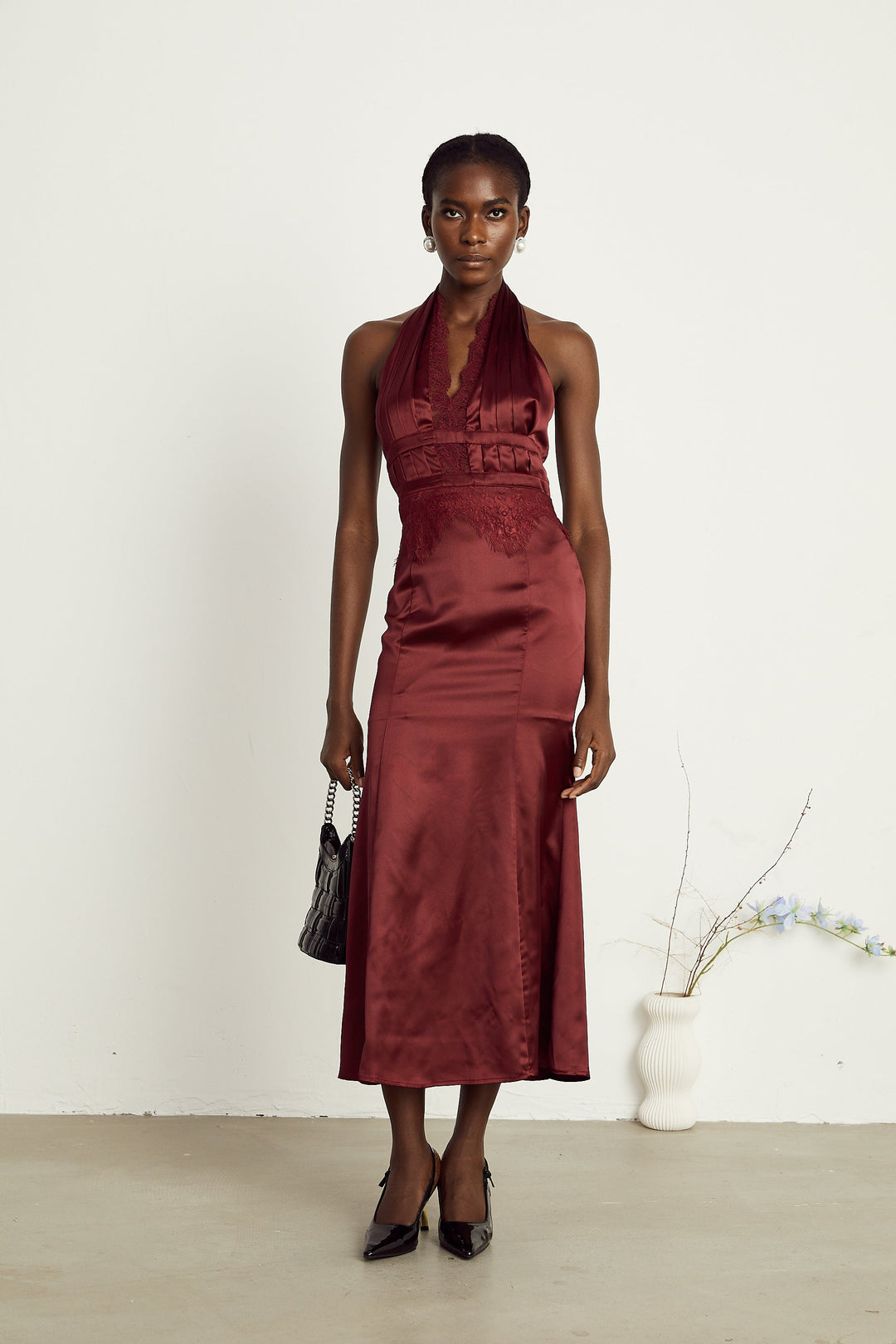Chloé dantel midi elbise