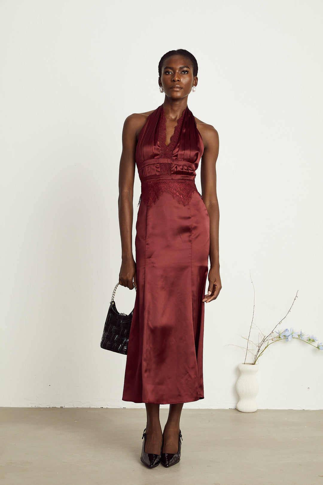 Chloé dantel midi elbise
