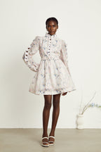 Victoire 3D çiçekli mini elbise