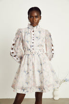 Victoire 3D çiçekli mini elbise