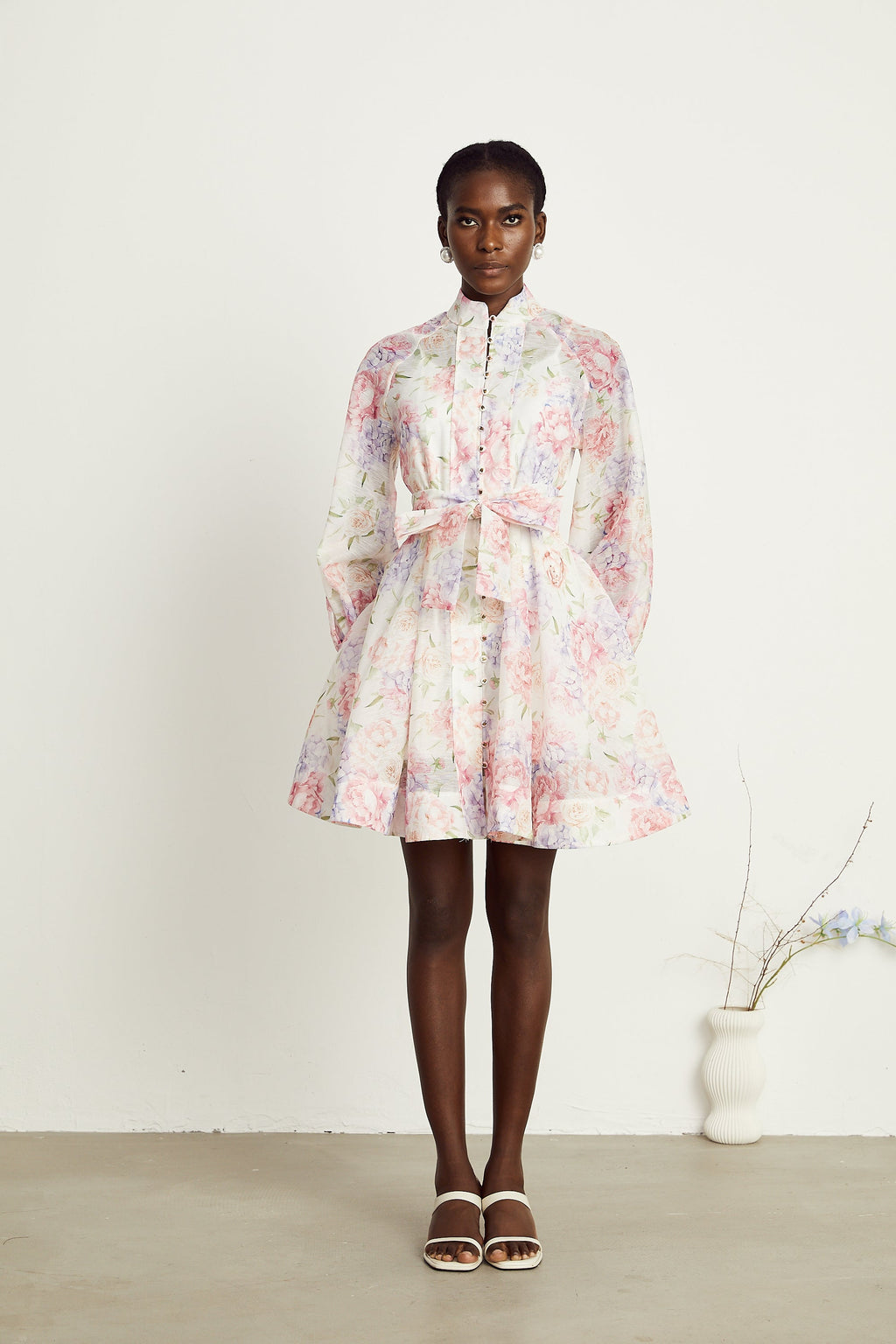 Éliane çiçek kloş mini elbise