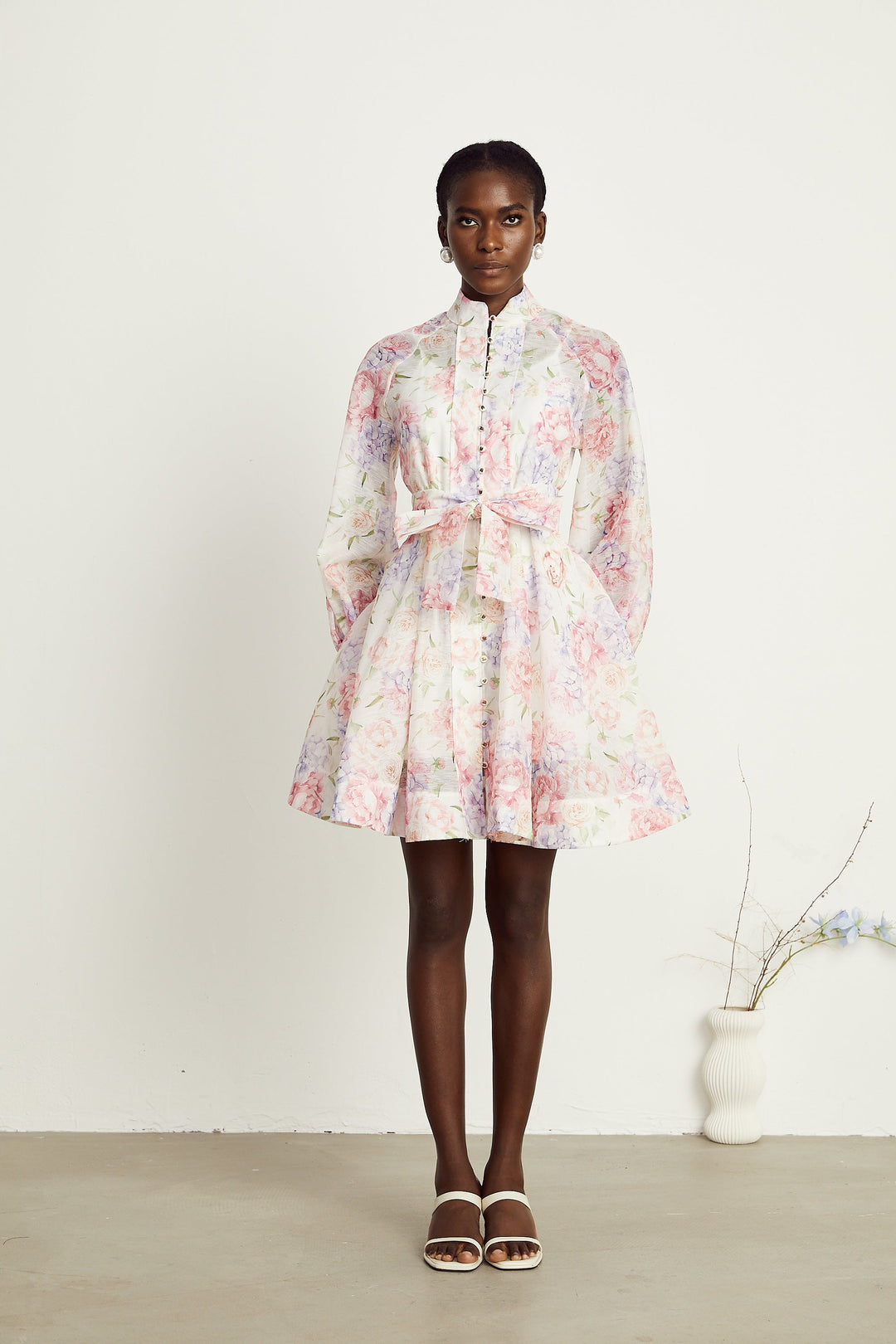 Éliane çiçek kloş mini elbise