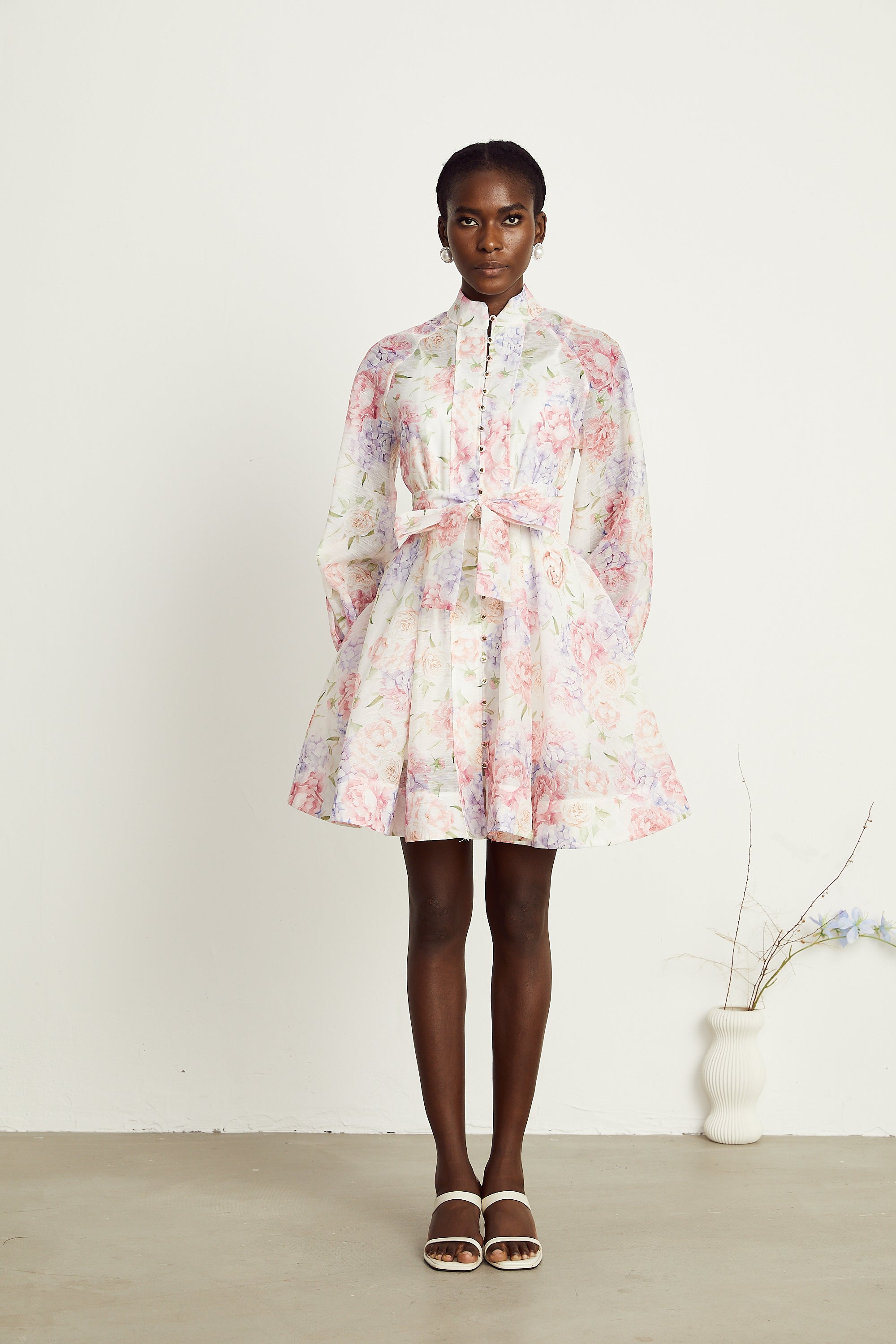 Éliane çiçek kloş mini elbise