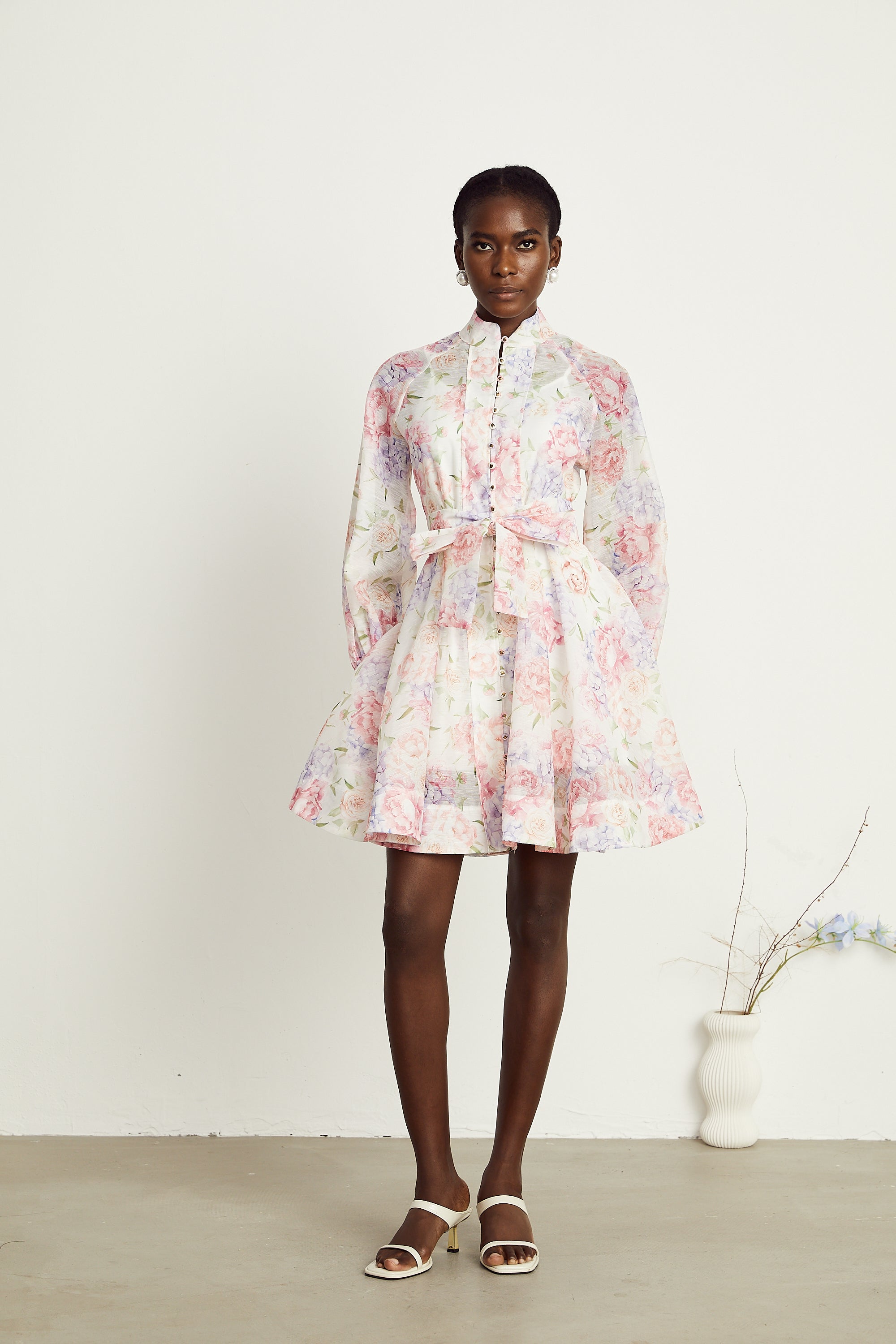 Éliane çiçek kloş mini elbise