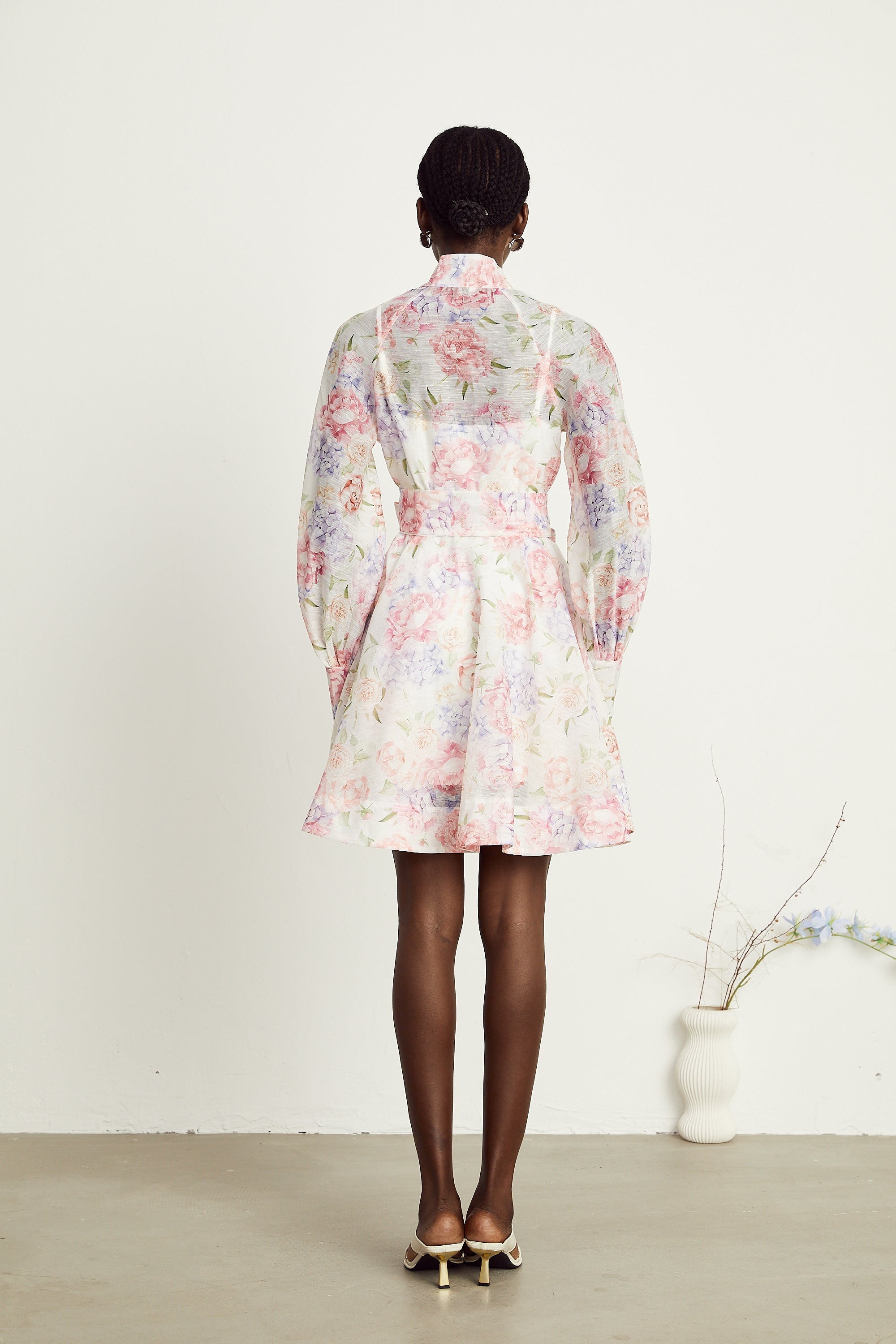 Éliane çiçek kloş mini elbise