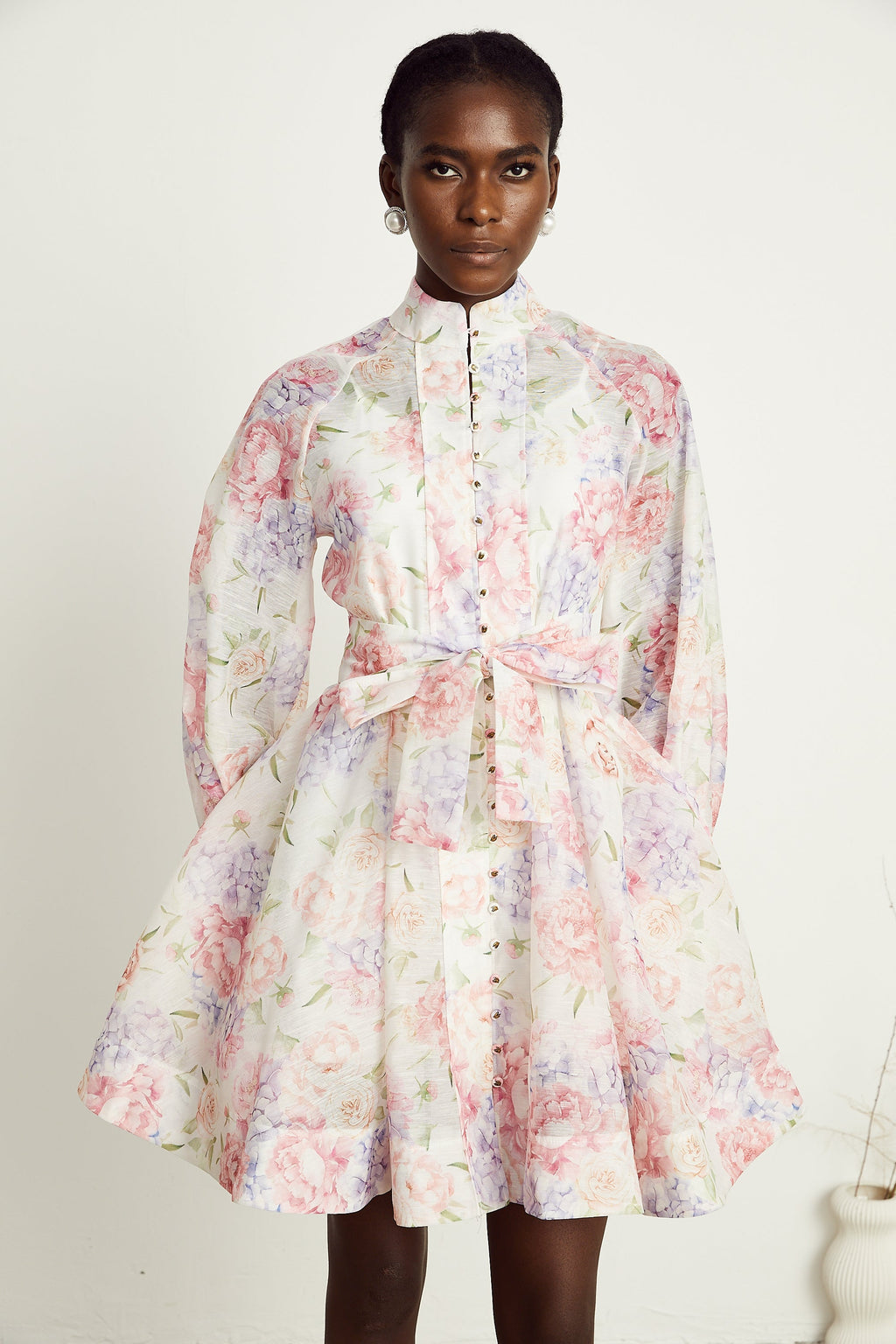 Éliane çiçek kloş mini elbise