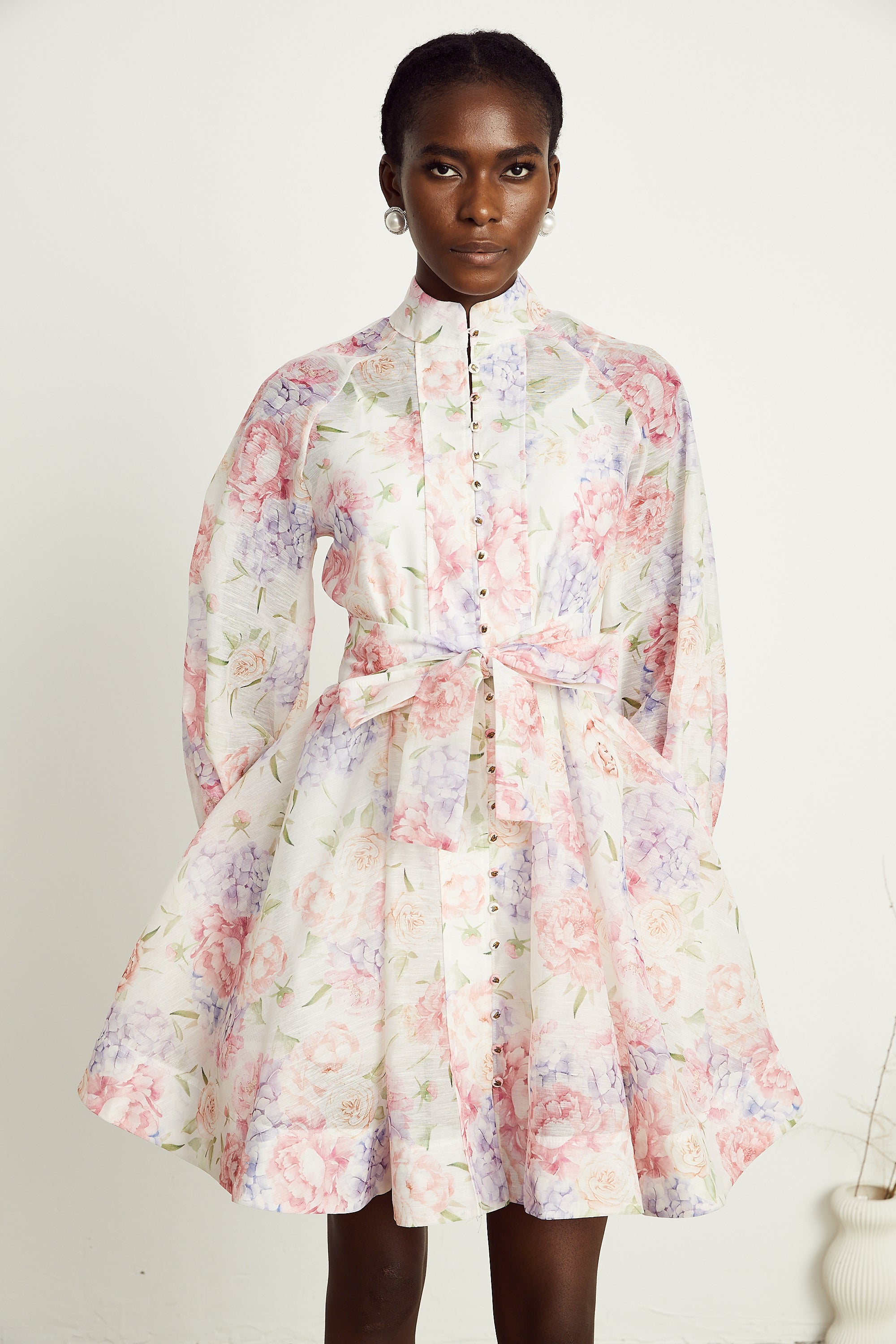 Éliane çiçek kloş mini elbise