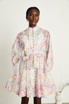 Éliane çiçek kloş mini elbise