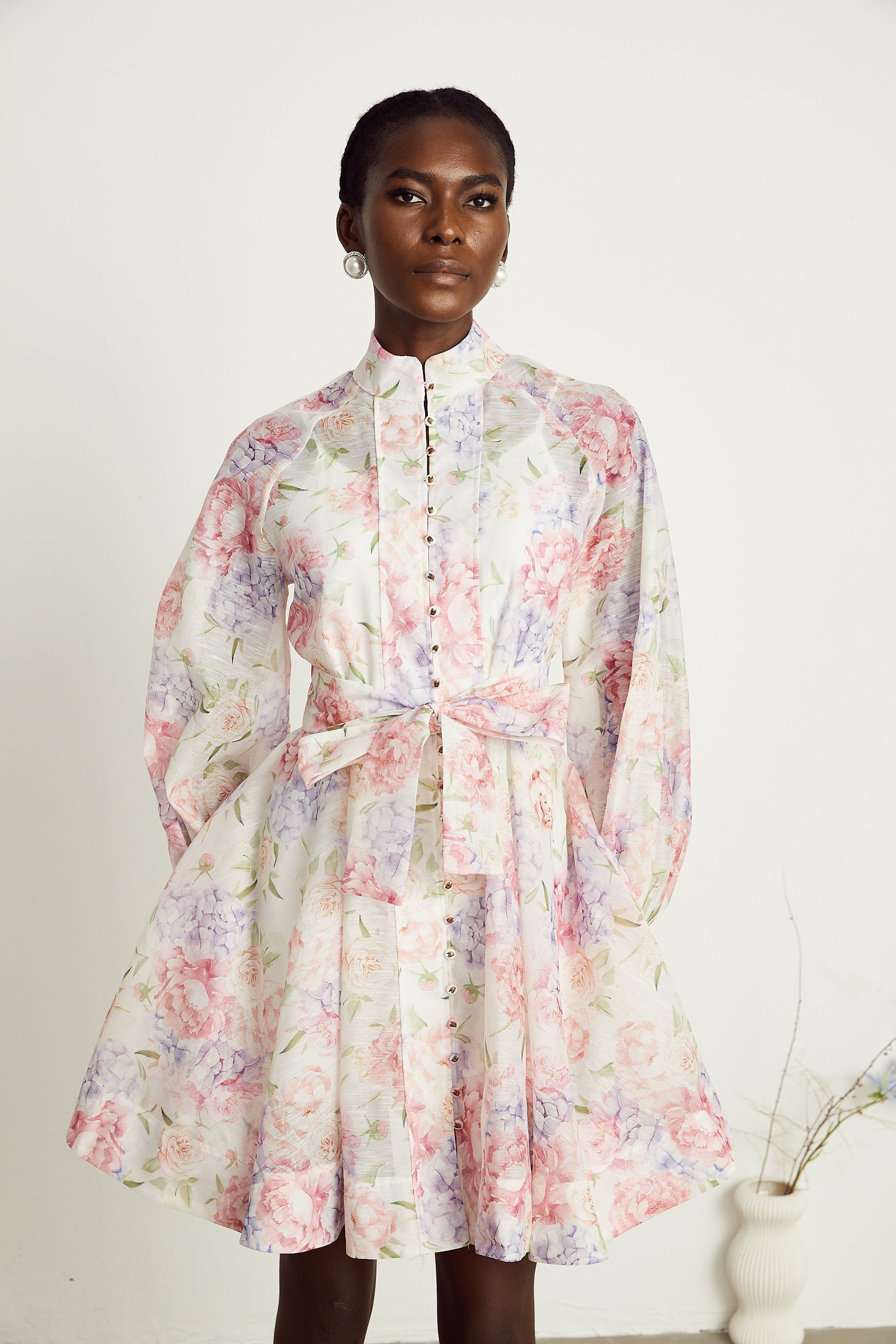 Éliane çiçek kloş mini elbise