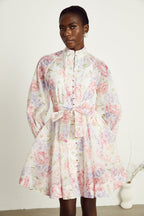 Éliane çiçek kloş mini elbise