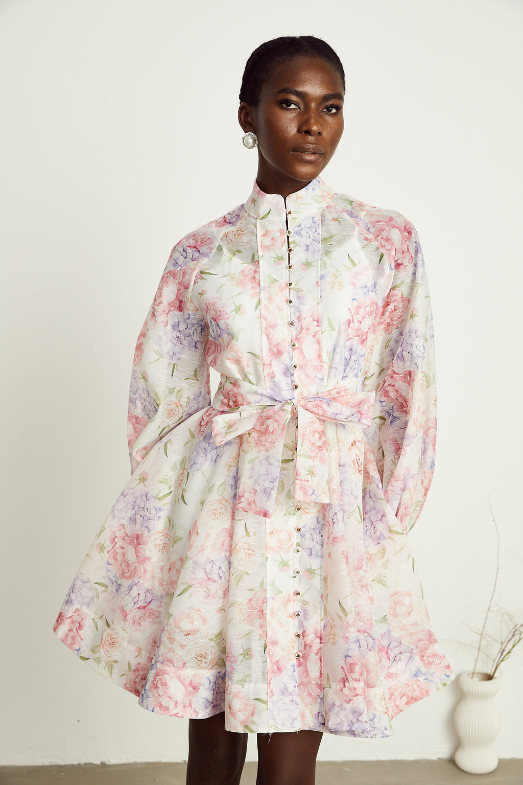 Éliane çiçek kloş mini elbise