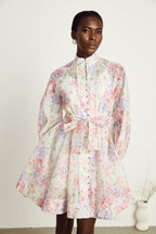 Éliane çiçek kloş mini elbise