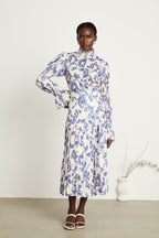 Ophélie pileli midi elbise