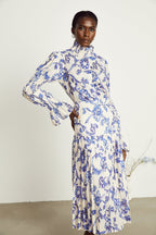 Ophélie pileli midi elbise