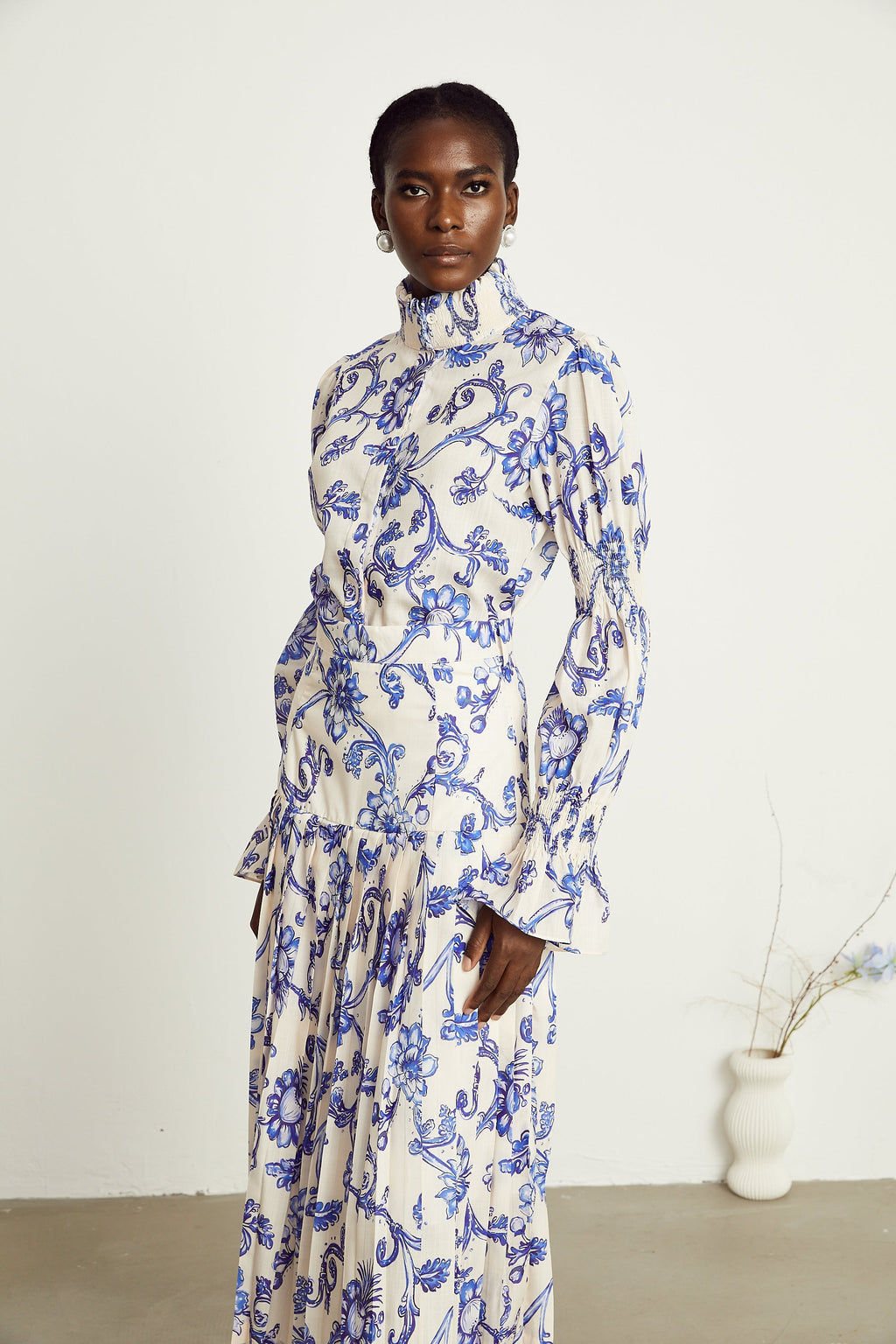 Ophélie pileli midi elbise