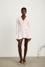 Karine V Yaka mini elbise