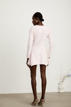 Karine V Yaka mini elbise