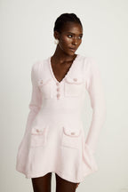 Karine V Yaka mini elbise