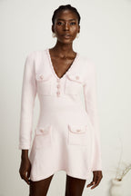 Karine V Yaka mini elbise