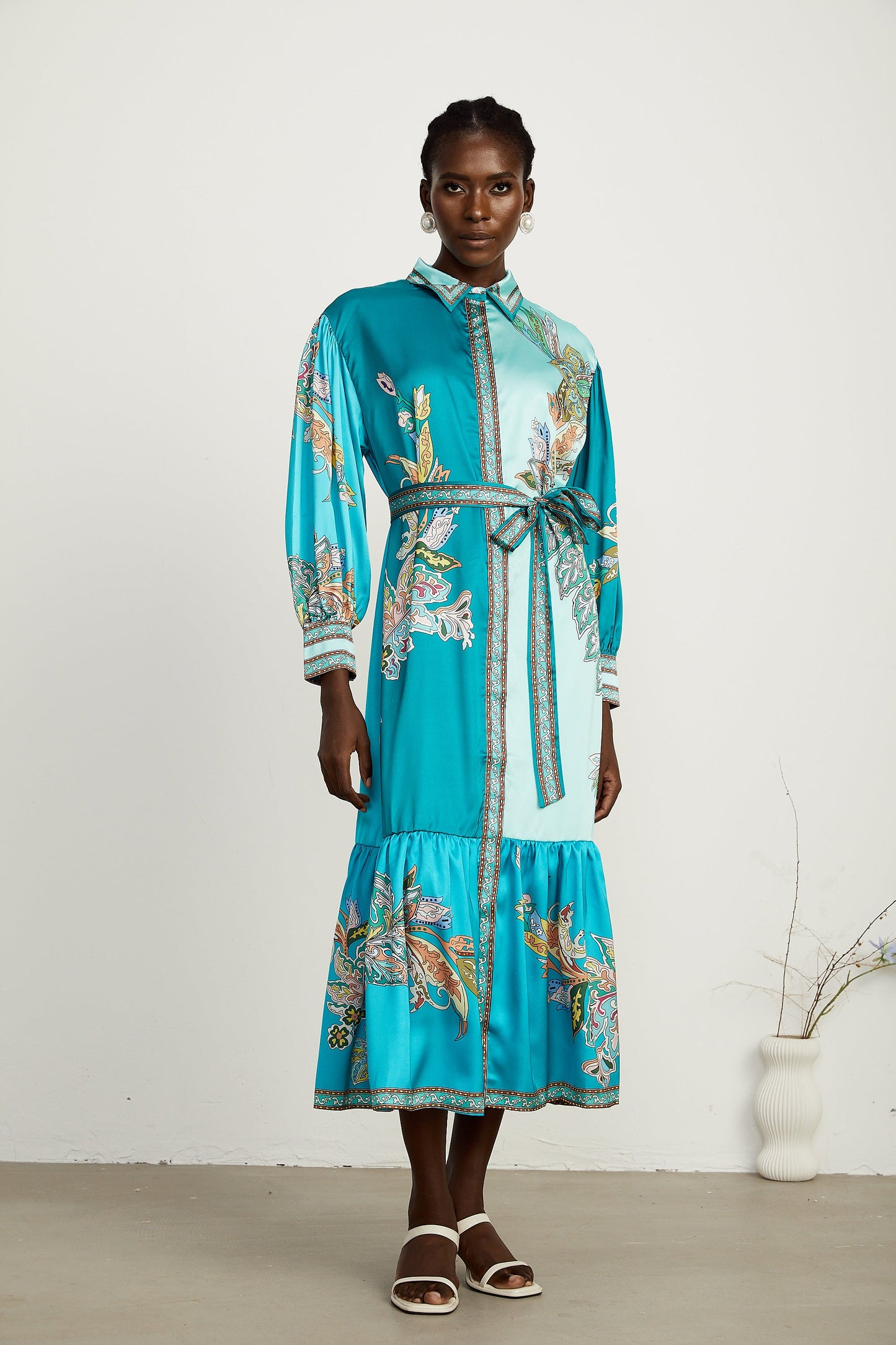 Dorothée paisley midi elbise
