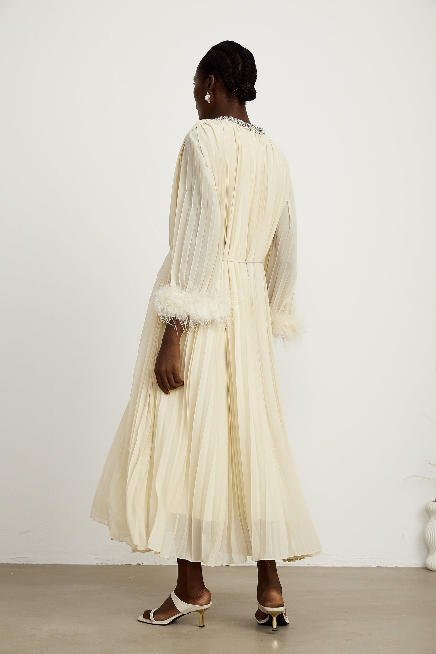 Fabienne pileli midi elbise