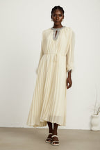 Fabienne pileli midi elbise