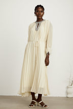 Fabienne pileli midi elbise