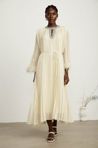 Fabienne pileli midi elbise