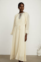 Fabienne pileli midi elbise