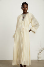 Fabienne pileli midi elbise