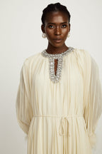 Fabienne pileli midi elbise