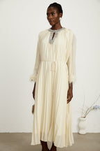 Fabienne pileli midi elbise