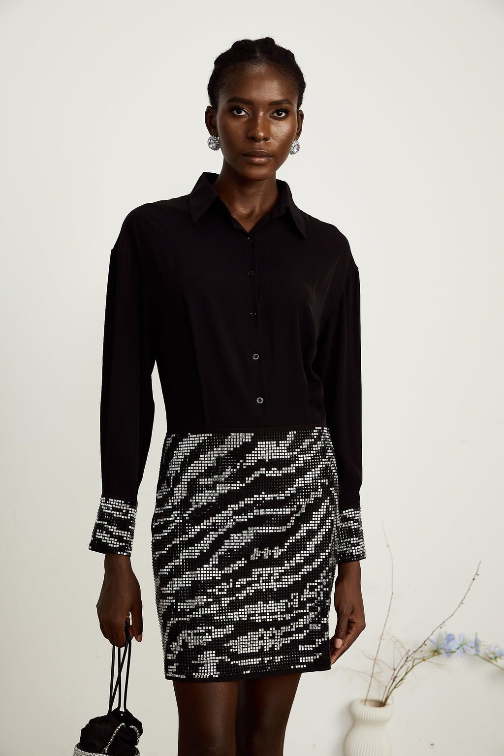 Colette saten mini elbise