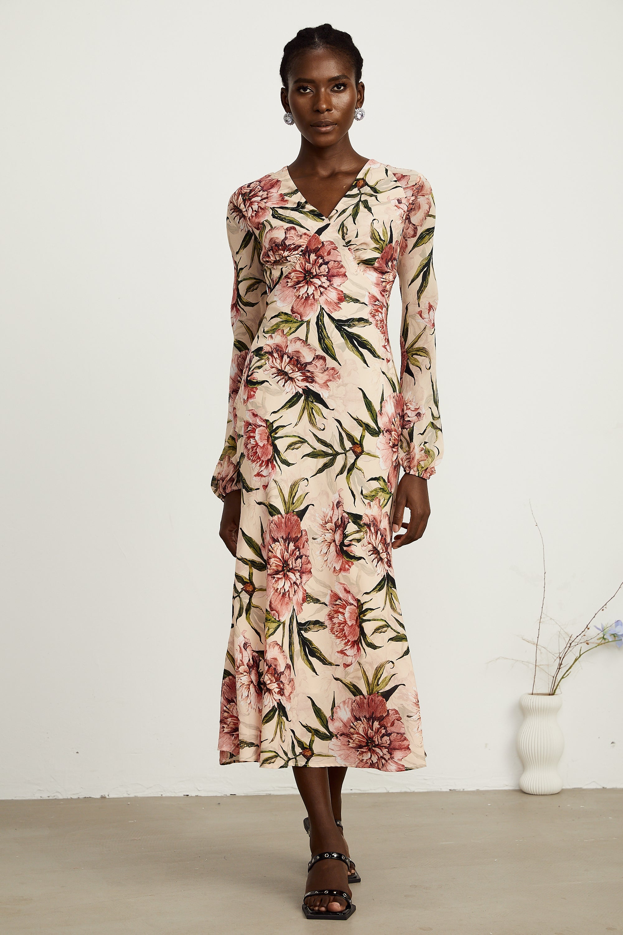 Hélène kloş midi elbise