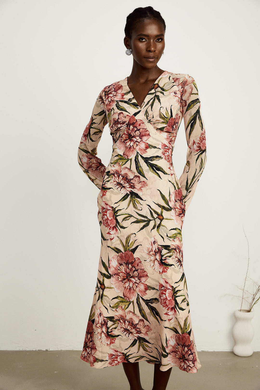 Hélène kloş midi elbise