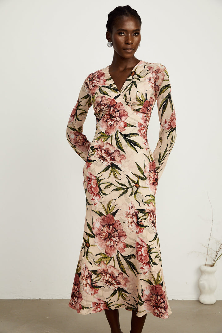 Hélène kloş midi elbise