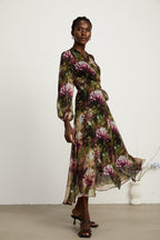 Sylvia çiçek midi elbise