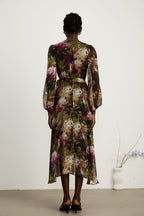 Sylvia çiçek midi elbise