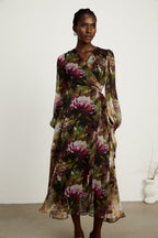 Sylvia çiçek midi elbise