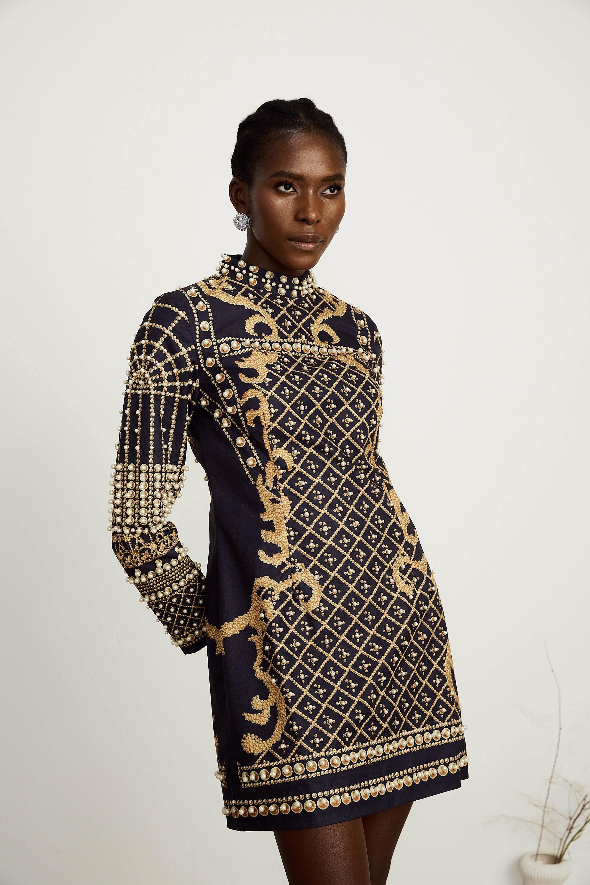 Ysabella suni inci mini elbise