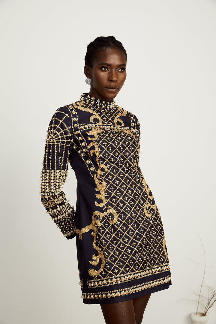 Ysabella suni inci mini elbise