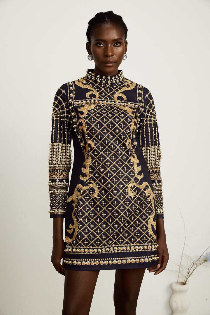 Ysabella suni inci mini elbise