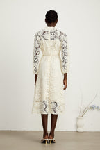 Georgette dantel midi elbise