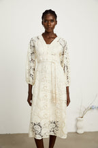 Georgette dantel midi elbise