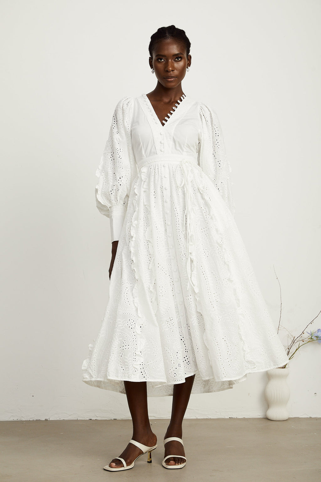 Caroline çiçek midi elbise