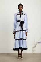 Marie kontrast midi elbise