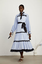 Marie kontrast midi elbise