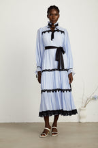 Marie kontrast midi elbise