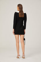 Enora kontrast mini elbise