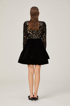 Kadife Kesim Mini Elbise